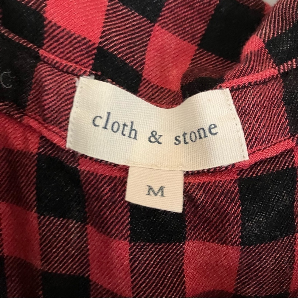 Cloth & Stone Anthropology Red Plaid Flannel Top (M) - Picture 5 of 8